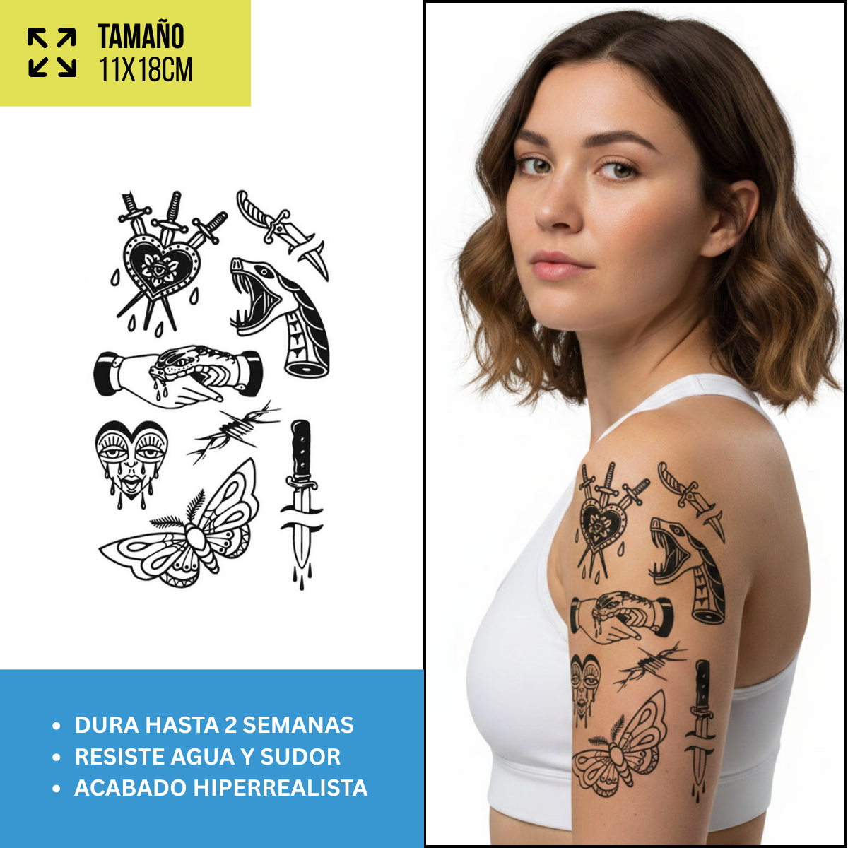 Tatuajes Temporales Geométrico & Conceptual | Hombre y Mujer