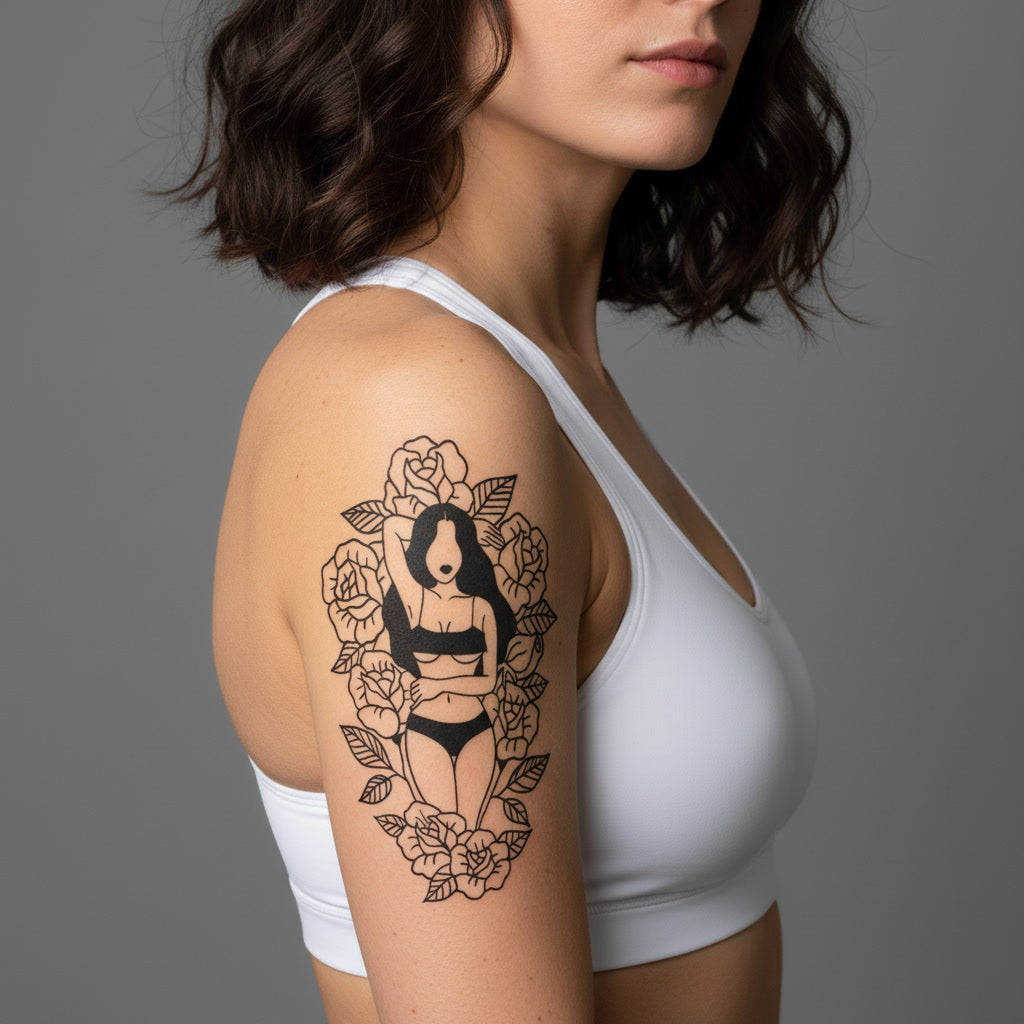 Tatuaje Temporal Mujer Rosas