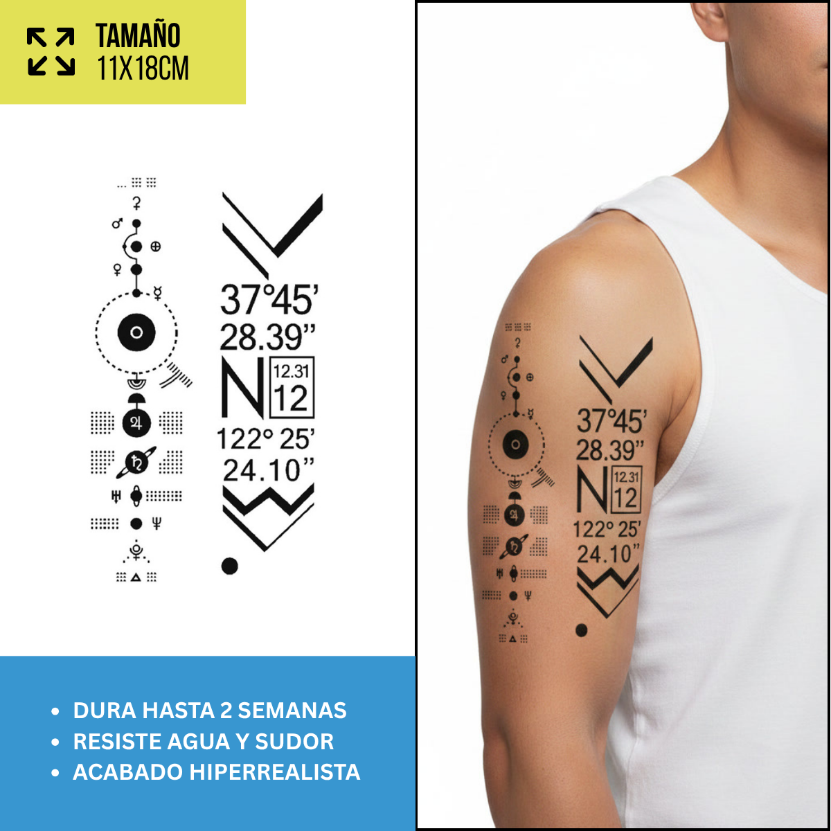Tatuajes Temporales Geométrico & Conceptual | Hombre y Mujer