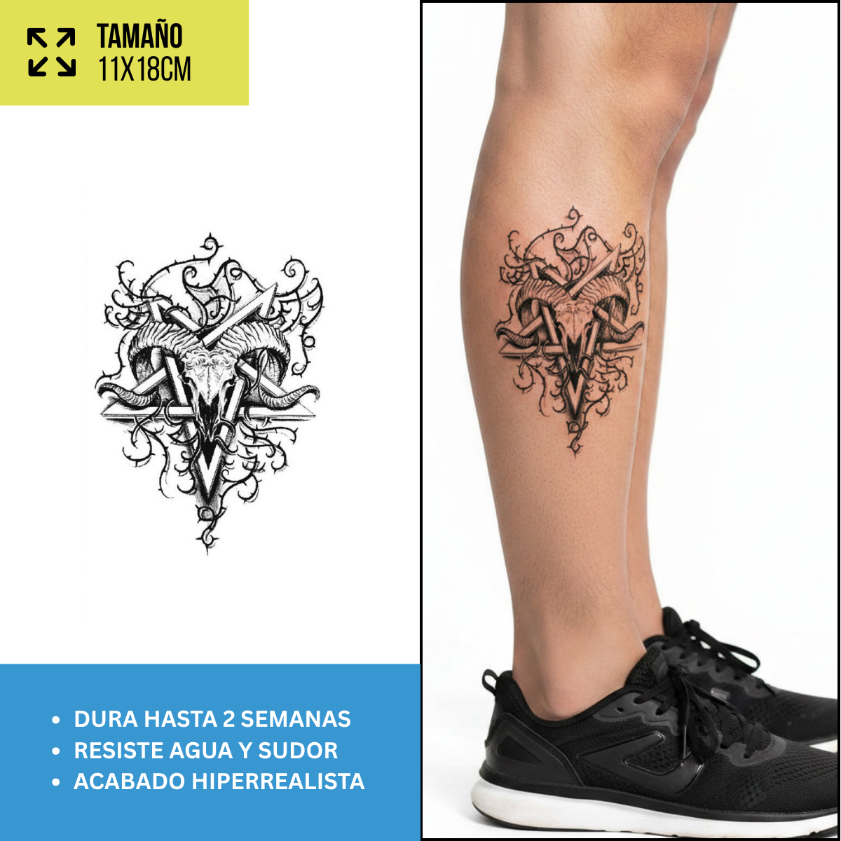 Tatuajes Temporales Dark & Calaveras | Duran Hasta 2 Semanas