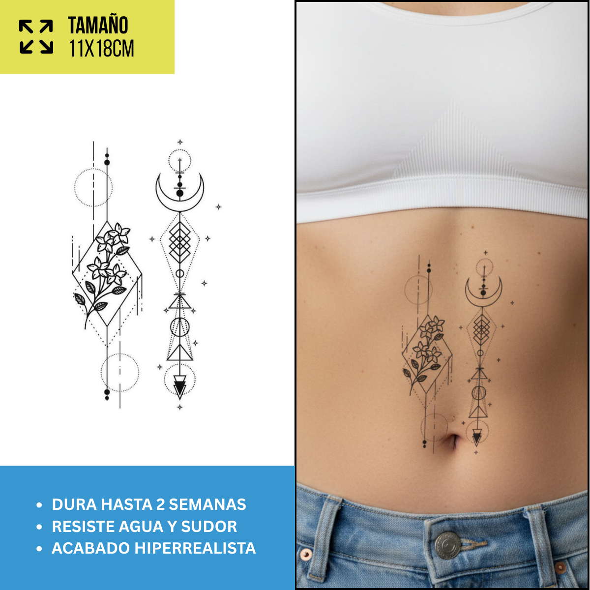 Tatuajes Temporales Geométrico & Conceptual | Hombre y Mujer