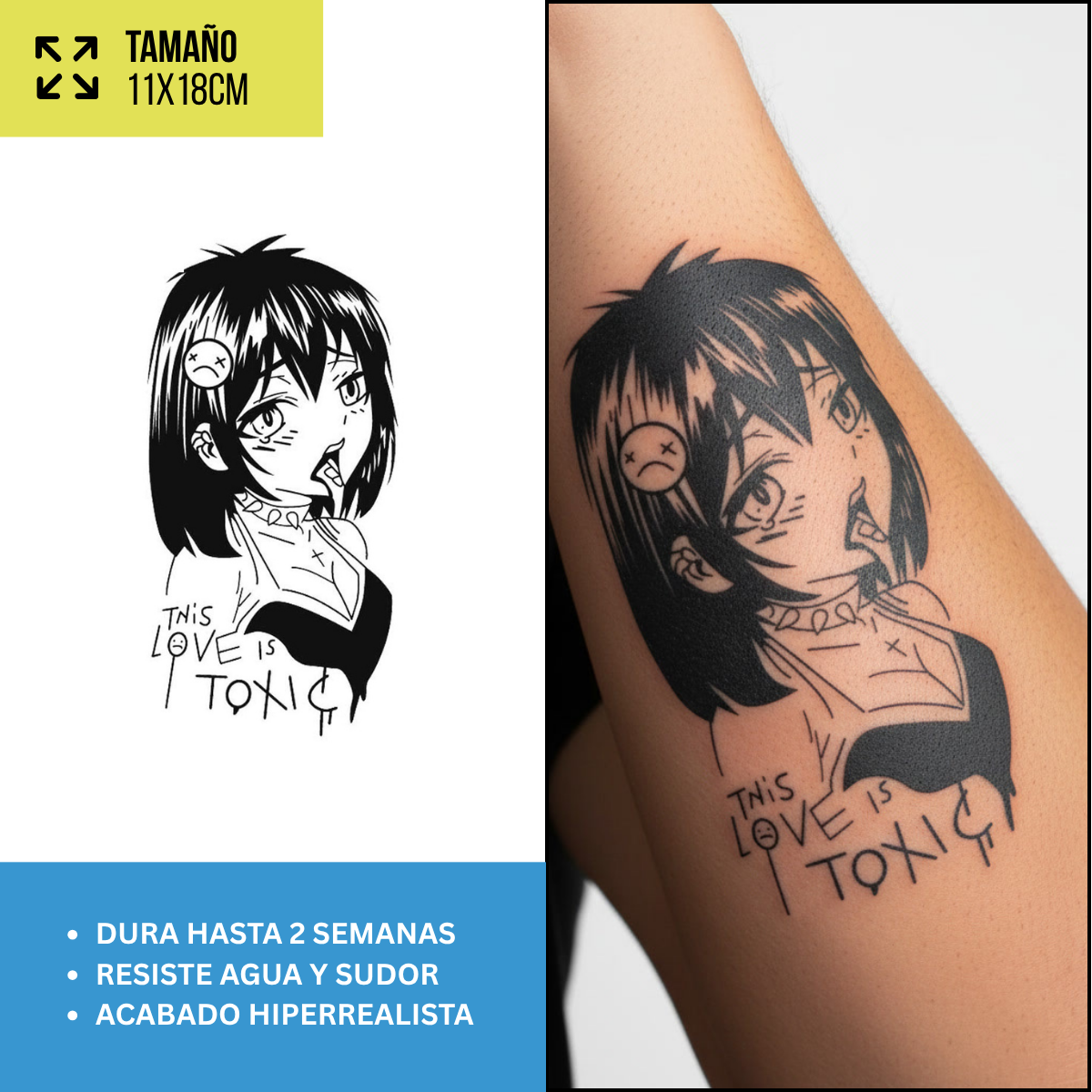 Tatuaje anime gótico This Love Is Toxic