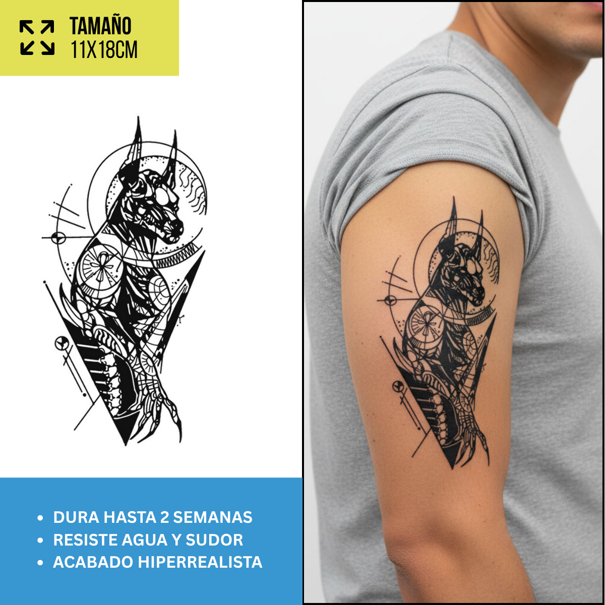 Tatuaje geométrico de Anubis