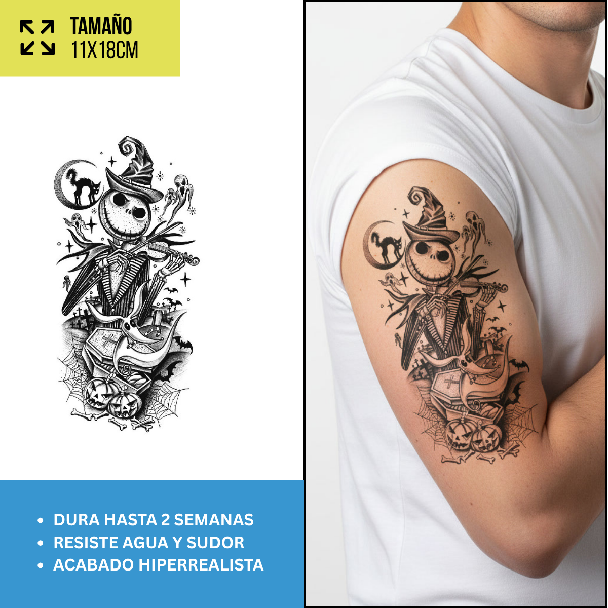 Tatuajes Temporales Dark & Calaveras | Duran Hasta 2 Semanas