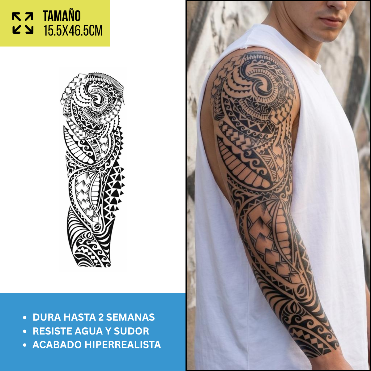 Tatuajes Temporales Mangas Tribales y Polinesias | Hasta 2 Semanas