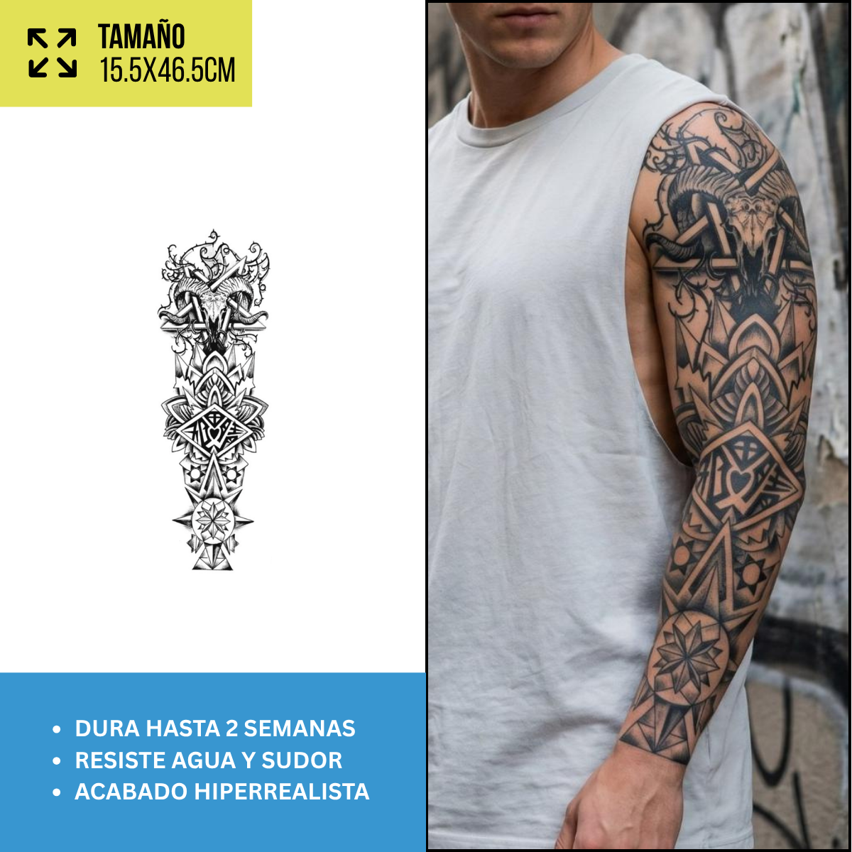 Tatuajes Temporales Mangas Dark, Mujeres y Animales | Hasta 2 Semanas