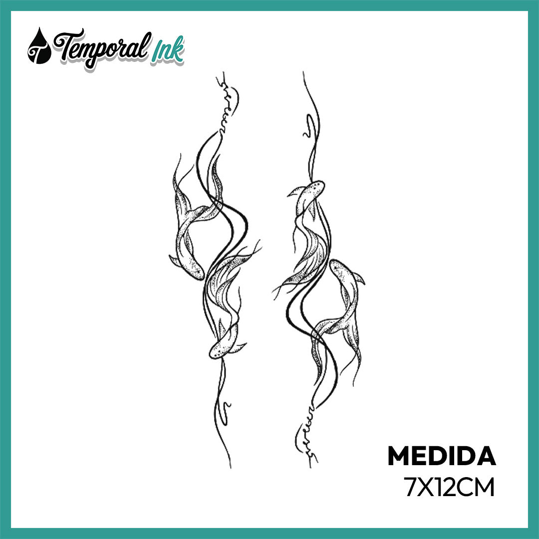 Tatuaje Temporal Delfines Minimalistas