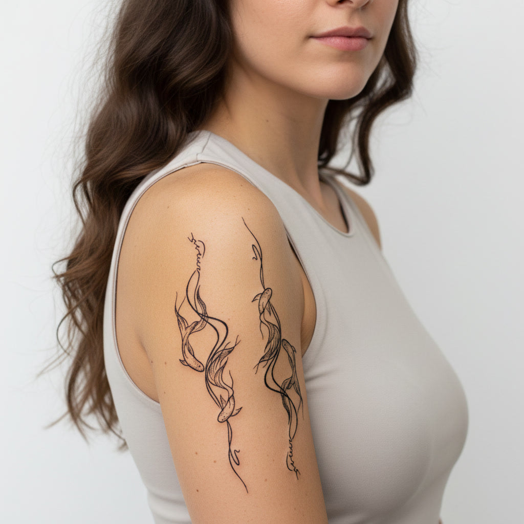 Tatuaje Temporal Delfines Minimalistas