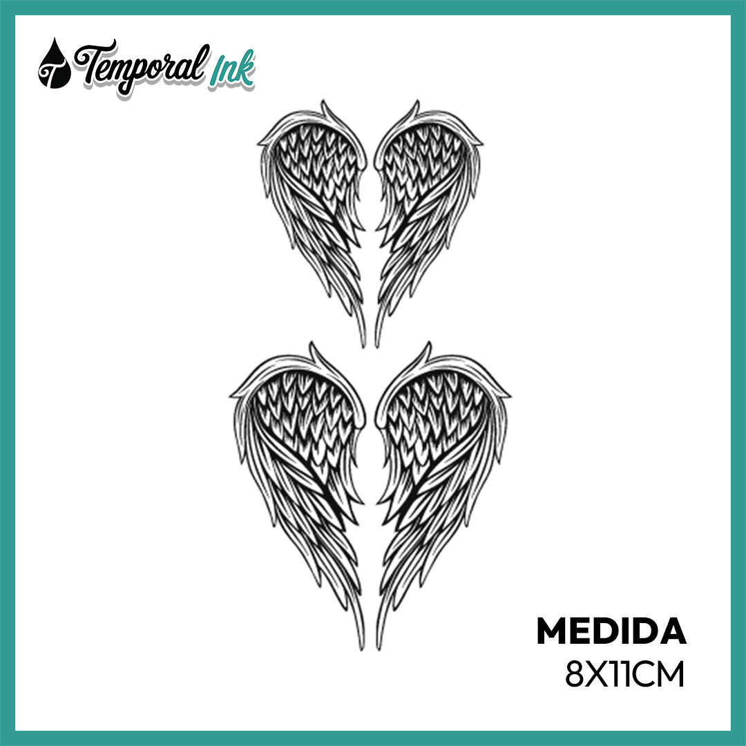 Tatuaje Temporal Alas Corazón