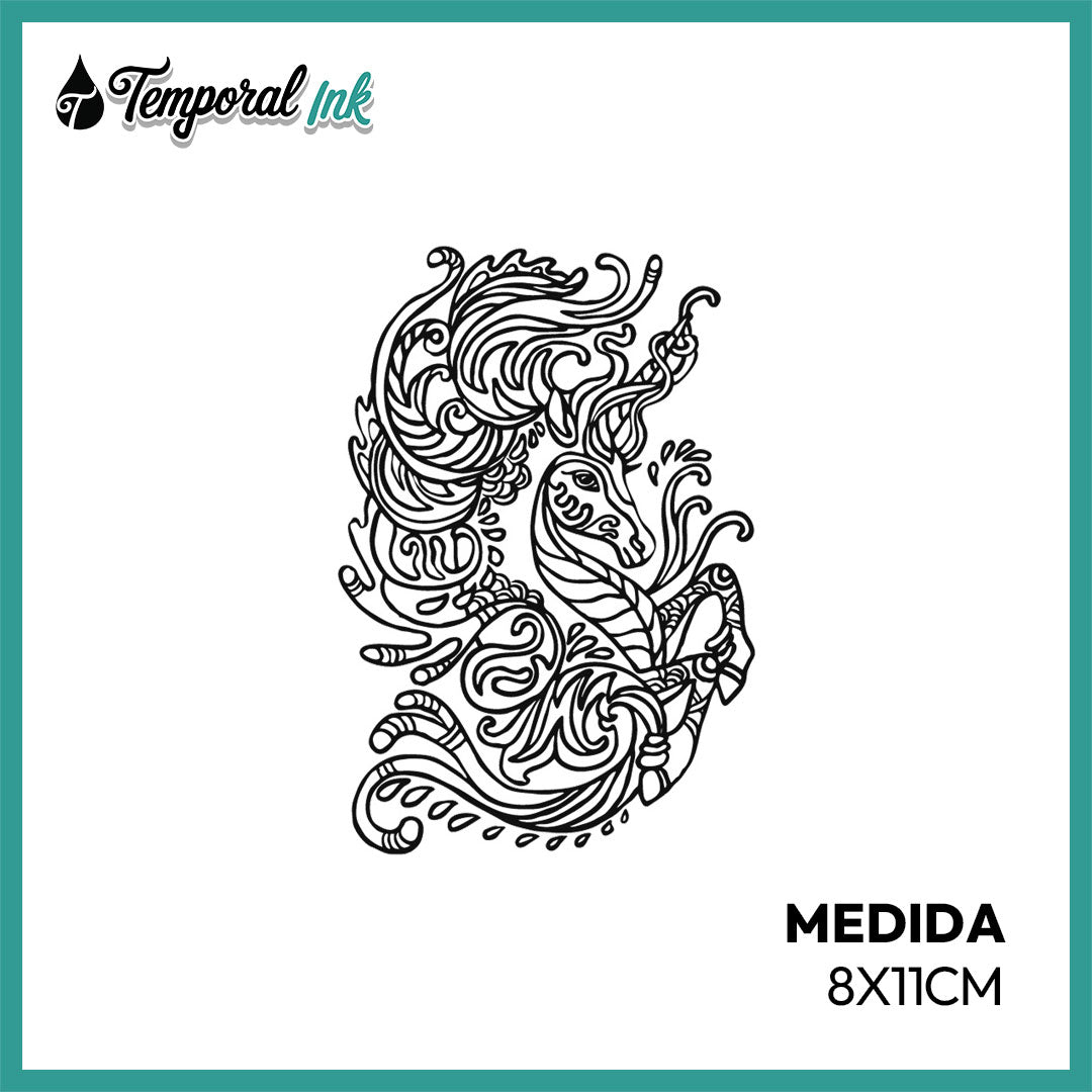 Tatuaje Temporal Caballo Ornamental