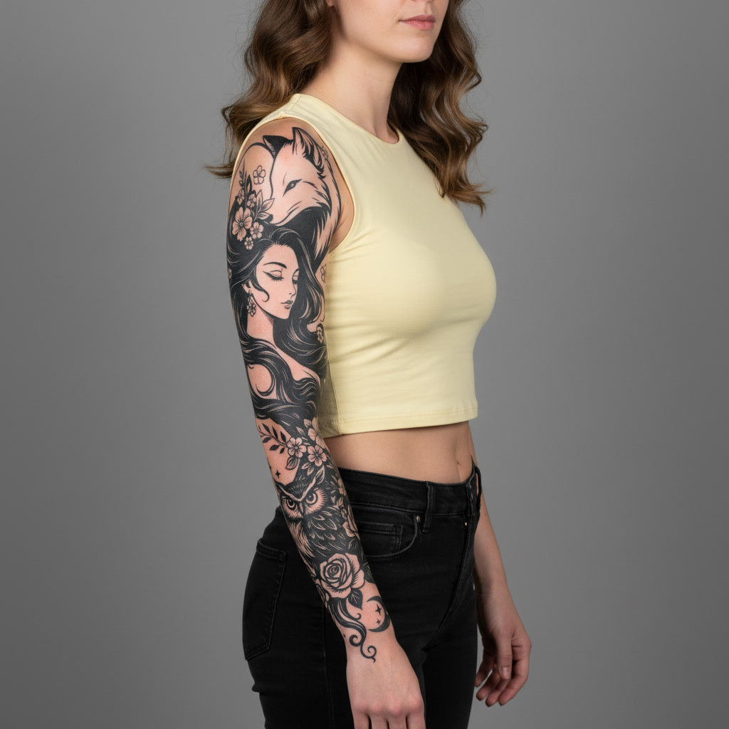 Manga Mujer Floral con Zorro y Búho