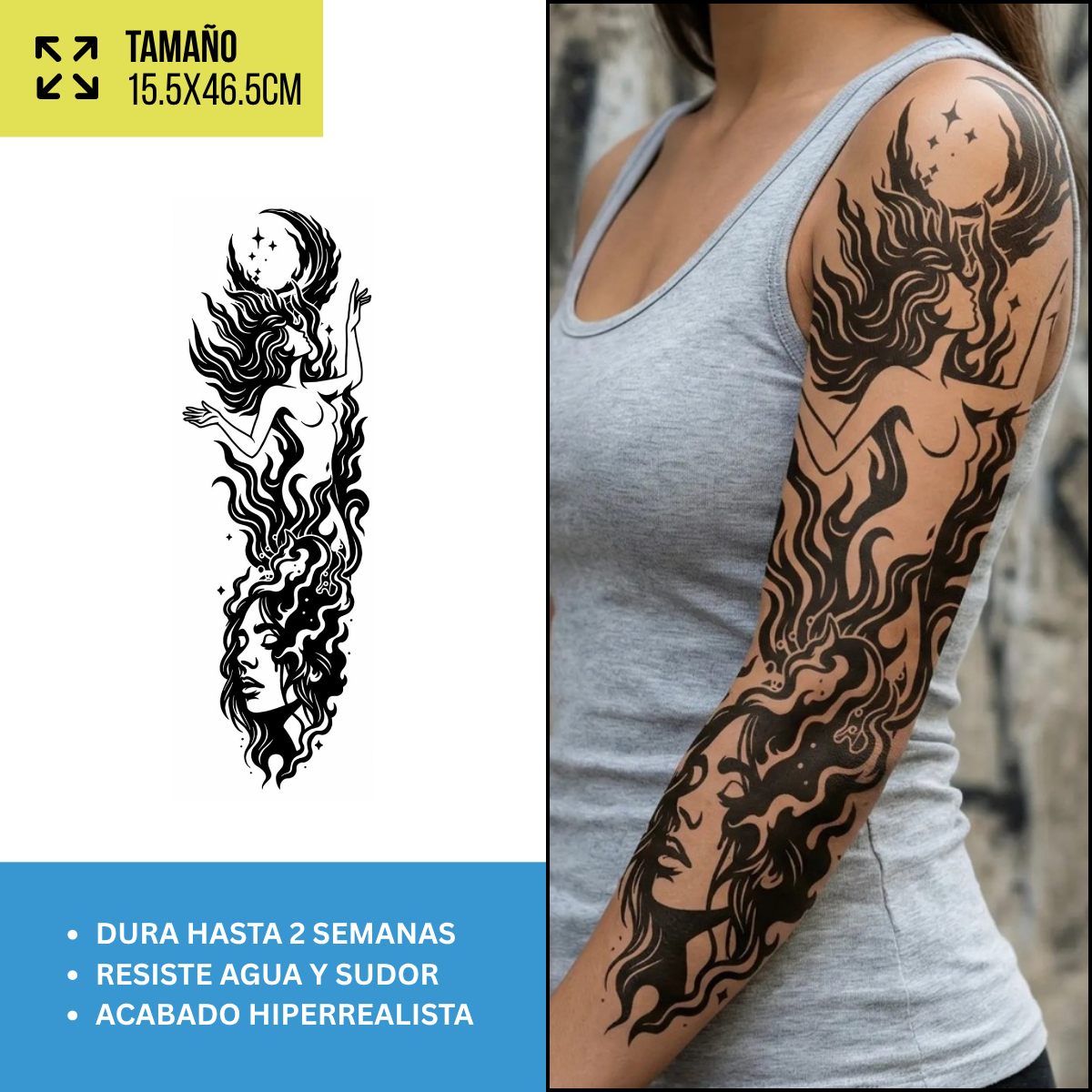 Tatuajes Temporales Mangas Mitología, Ángeles y Guerreros | Hasta 2 Semanas