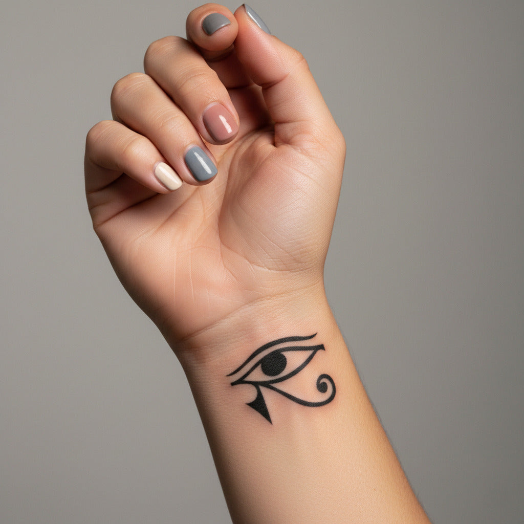 Tatuaje temporal Ojo de Horus minimalista