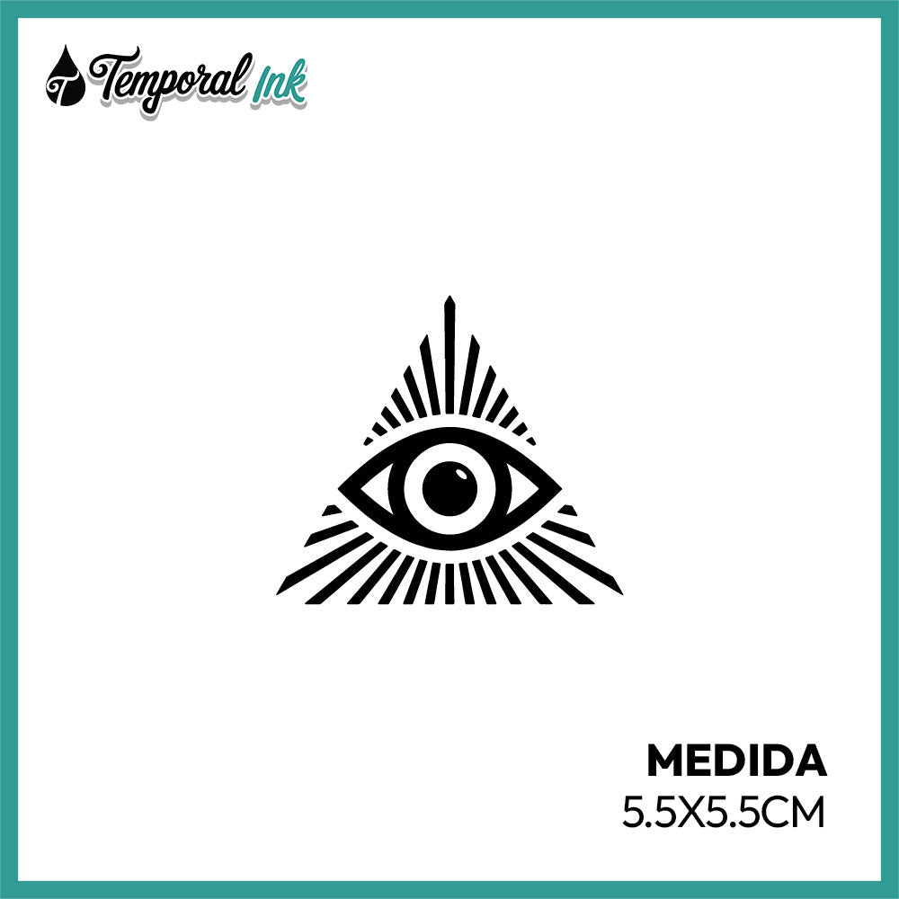 Tatuaje temporal Ojo iluminado geométrico