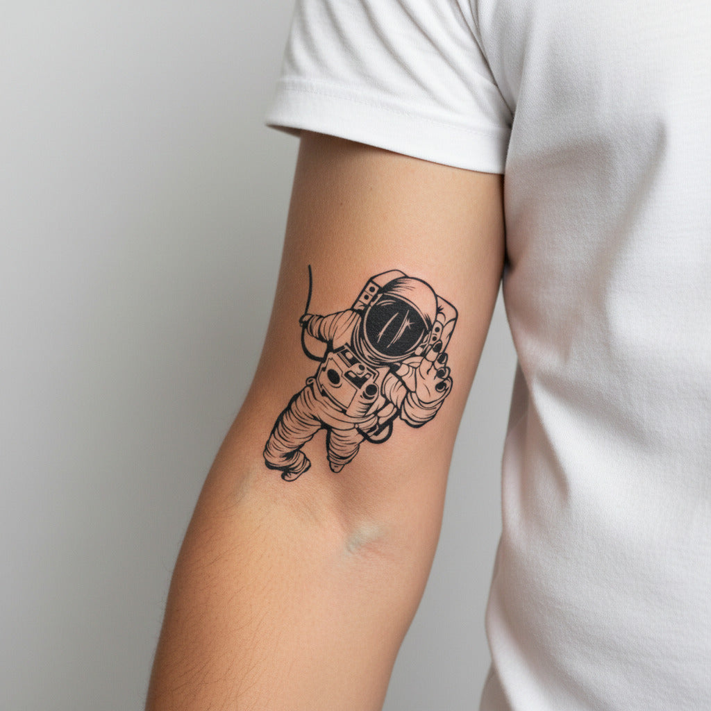 Tatuaje temporal Astronauta flotando