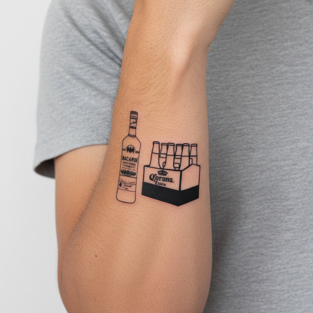 Tatuaje temporal botella y cerveza