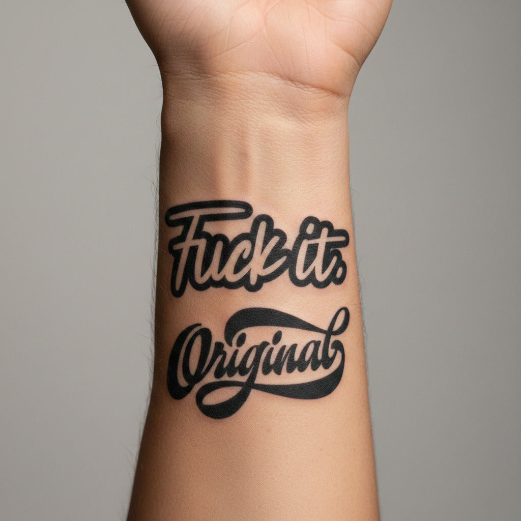Tatuaje temporal frase Fuck It Original