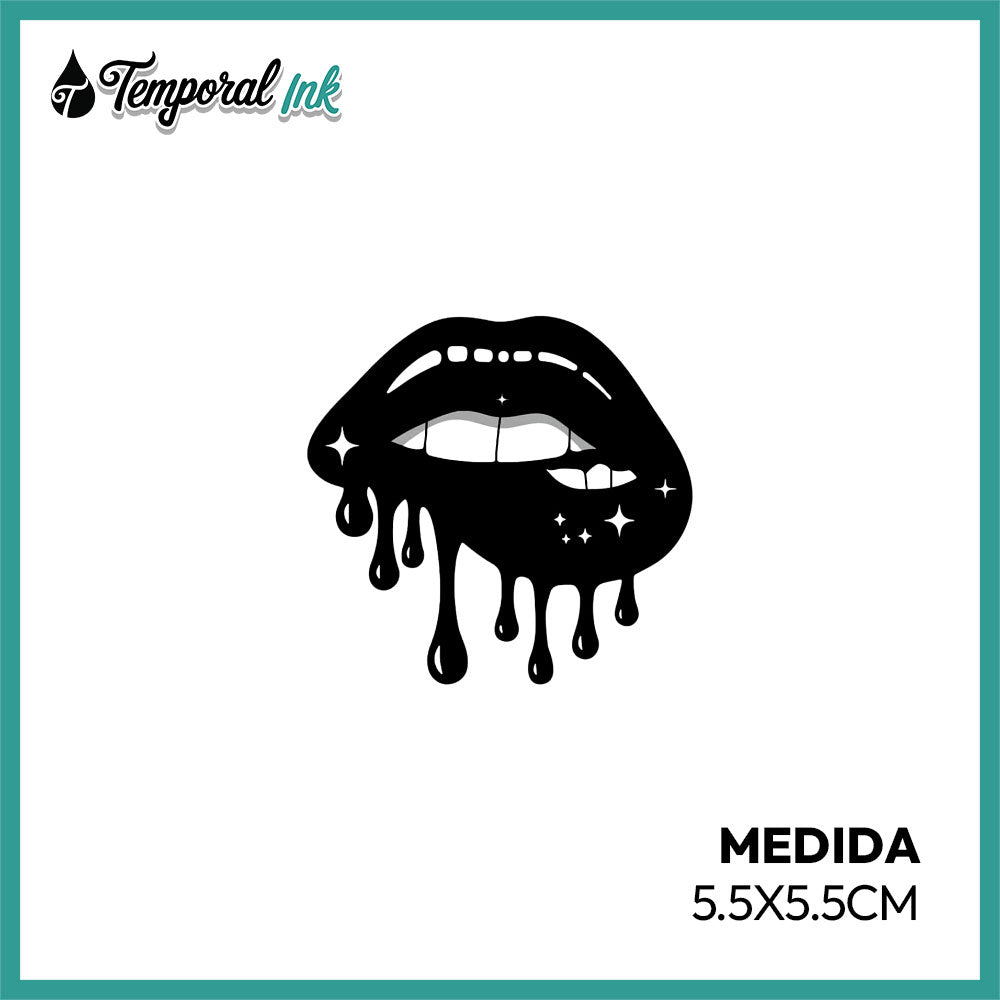 Tatuaje temporal labios dripping