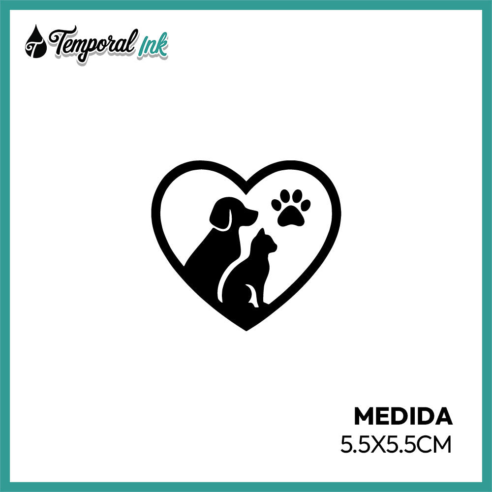 Tatuaje Temporal Amor Mascotas