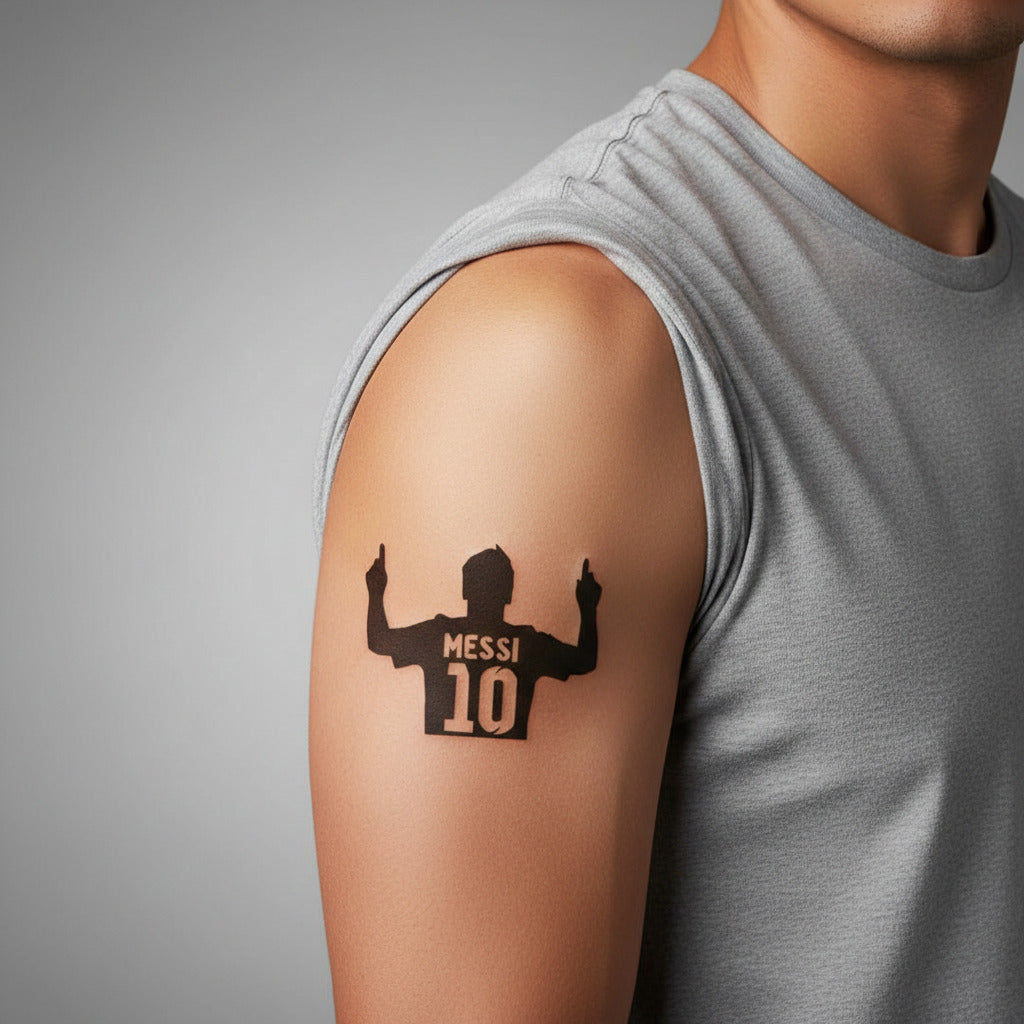 Tatuaje Temporal Messi 10 Silueta