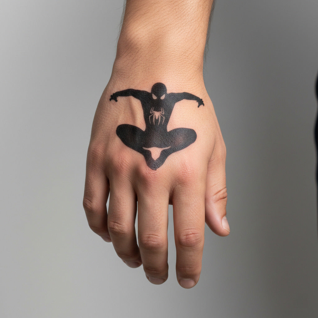 Tatuaje temporal hombre araña minimalista