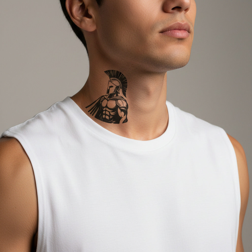 Tatuaje temporal guerrero espartano