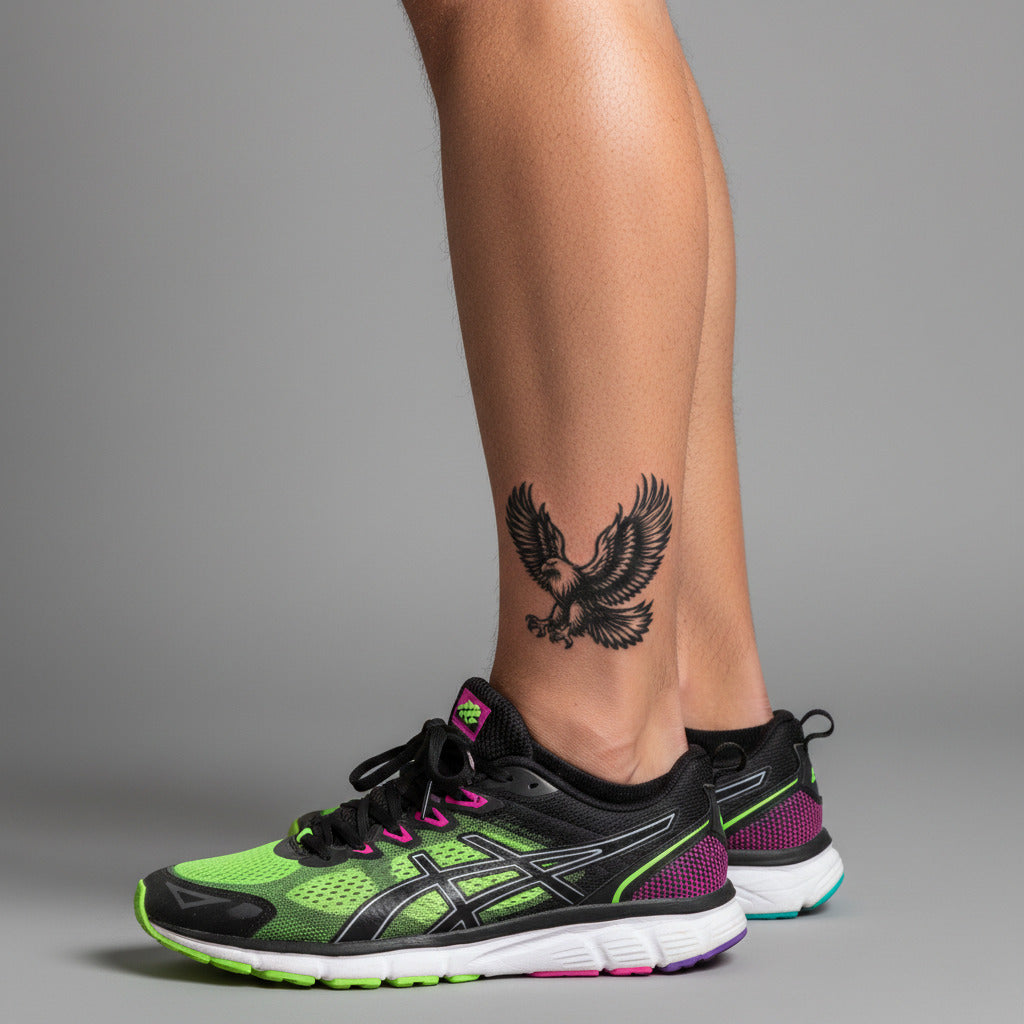 Tatuaje temporal águila real alas abiertas