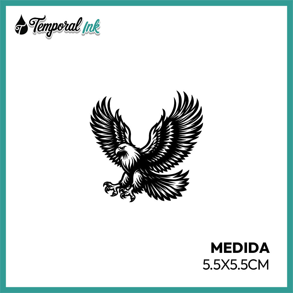 Tatuaje temporal águila real alas abiertas