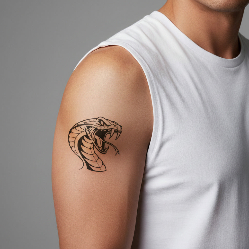 Tatuaje temporal cobra feroz