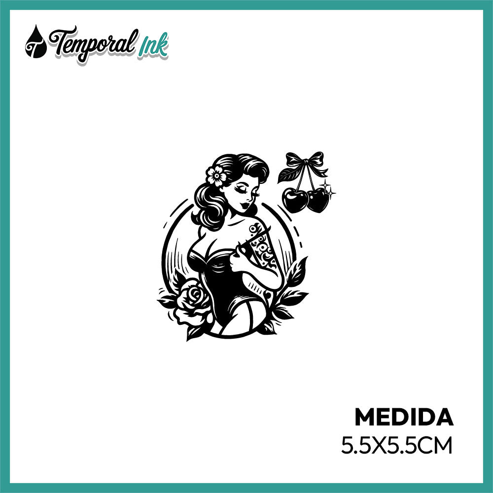 Tatuaje temporal pin up clásica