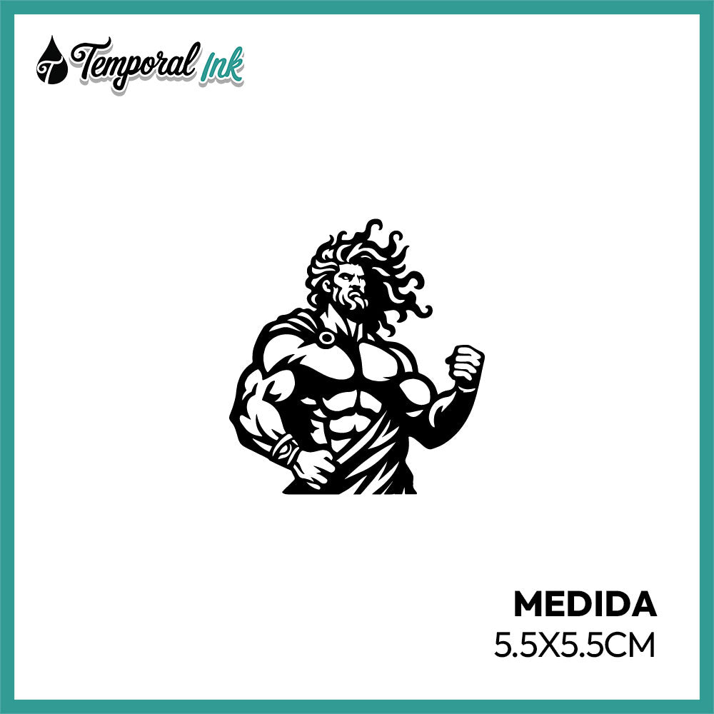Tatuaje temporal guerrero mitológico
