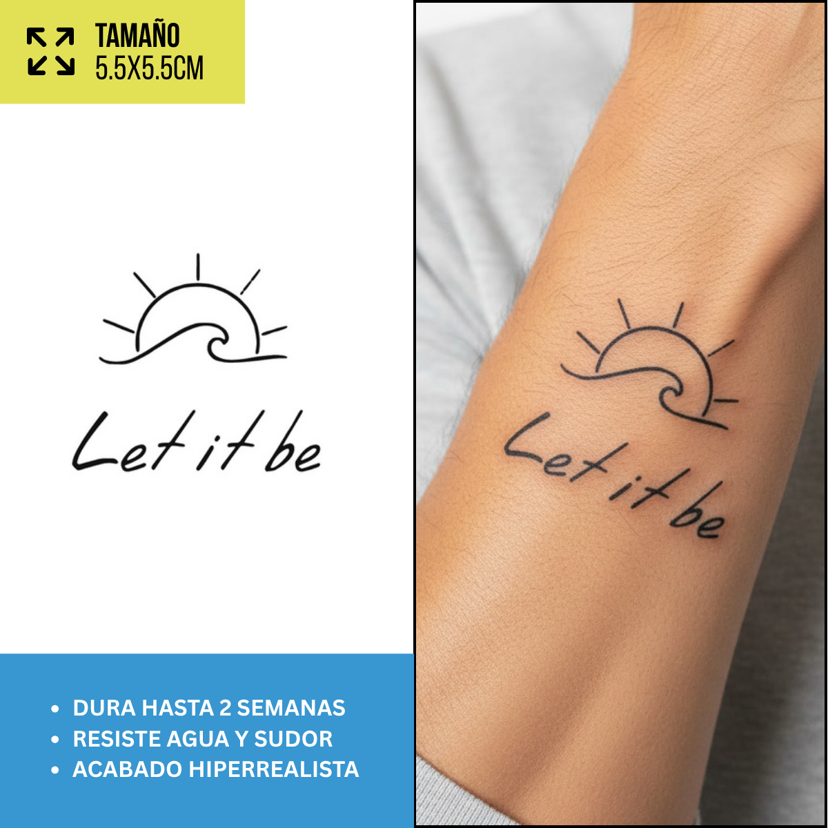 Tatuajes Temporales Frases y Lettering  | Hombre y Mujer