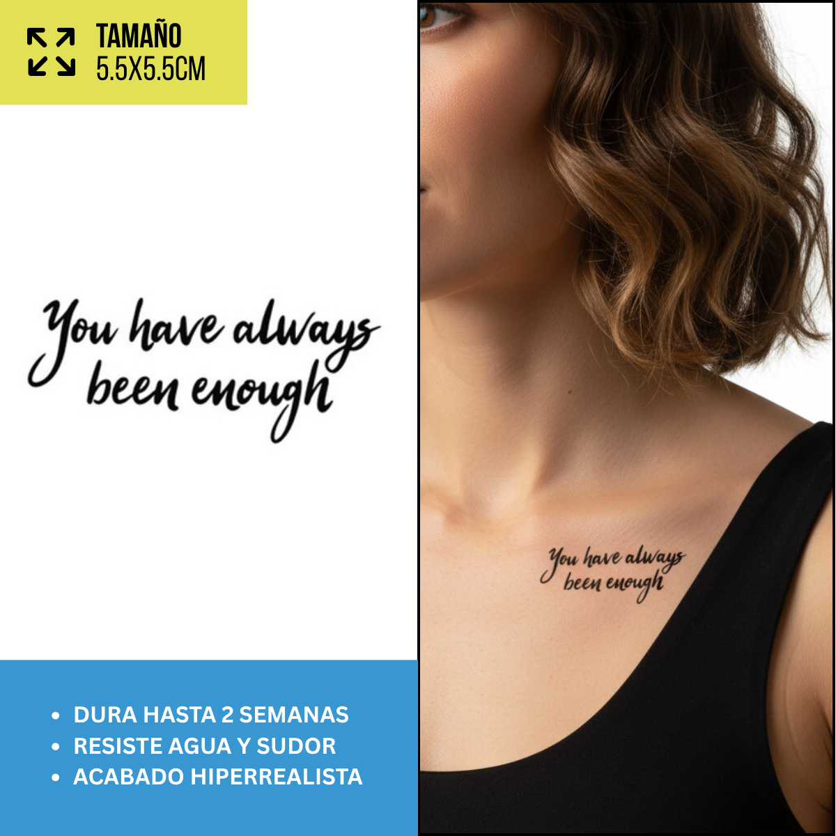 Tatuajes Temporales Frases y Lettering  | Hombre y Mujer