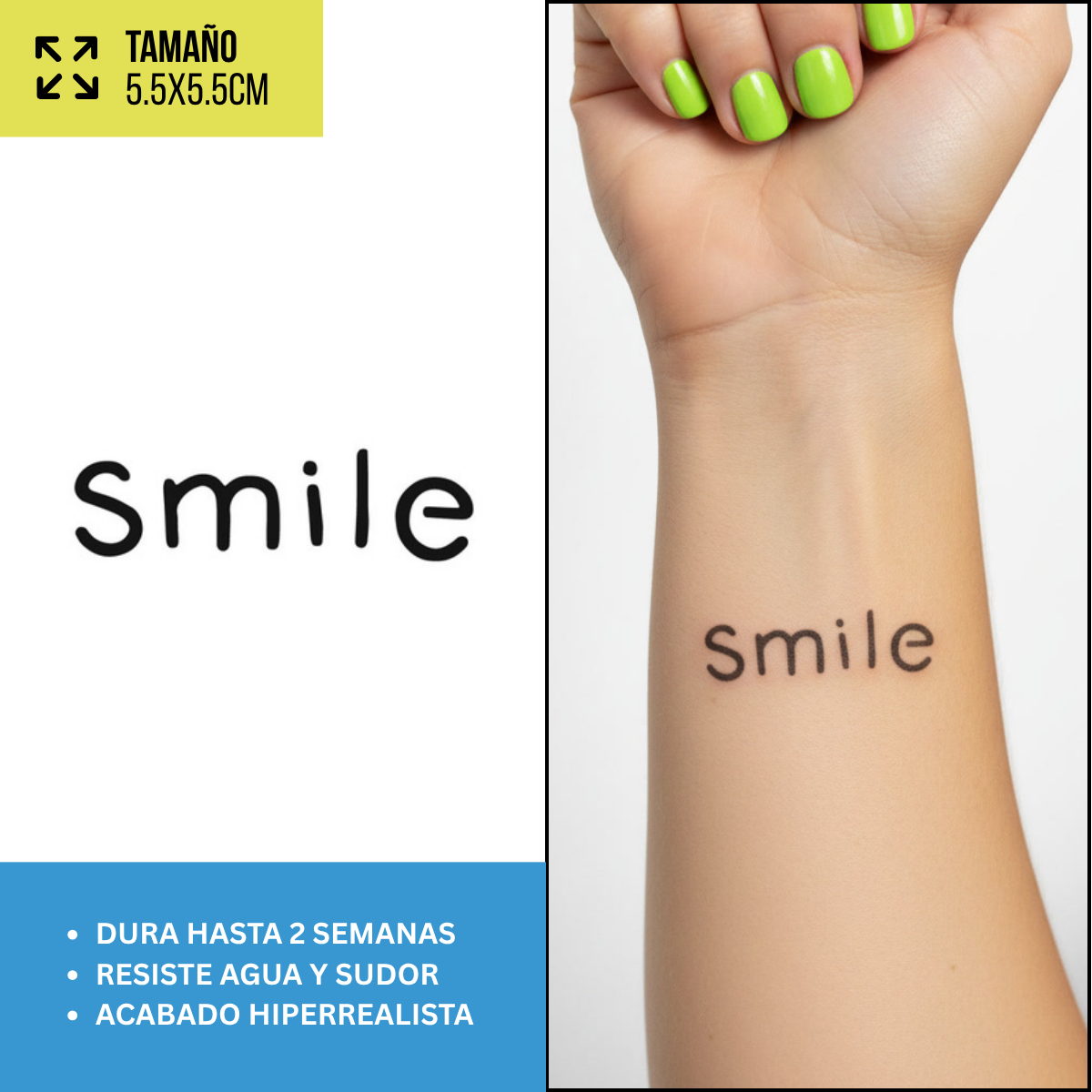 Tatuajes Temporales Frases y Lettering  | Hombre y Mujer