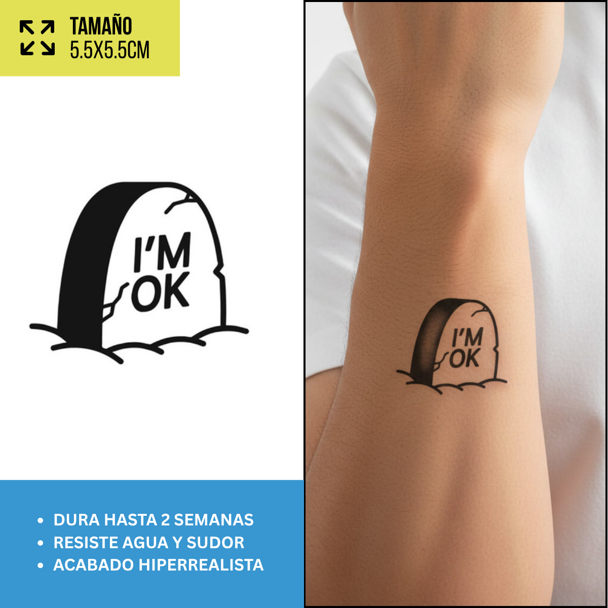 Tatuajes Temporales Frases y Lettering  | Hombre y Mujer