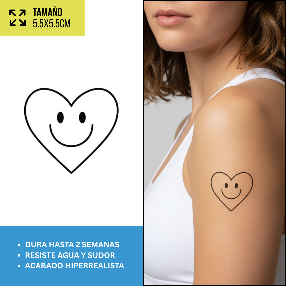 Tatuaje Temporales Corazones | Duran hasta 2 Semanas