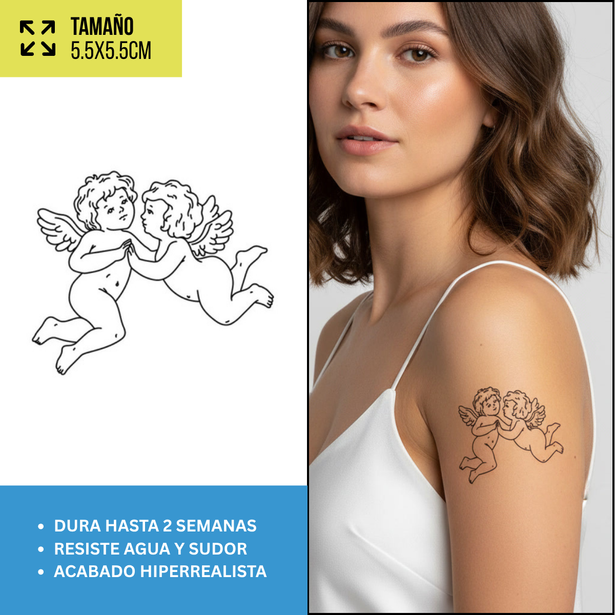 Tatuajes Temporales Alas, Ángeles y Espirituales | Duran hasta 2 Semanas