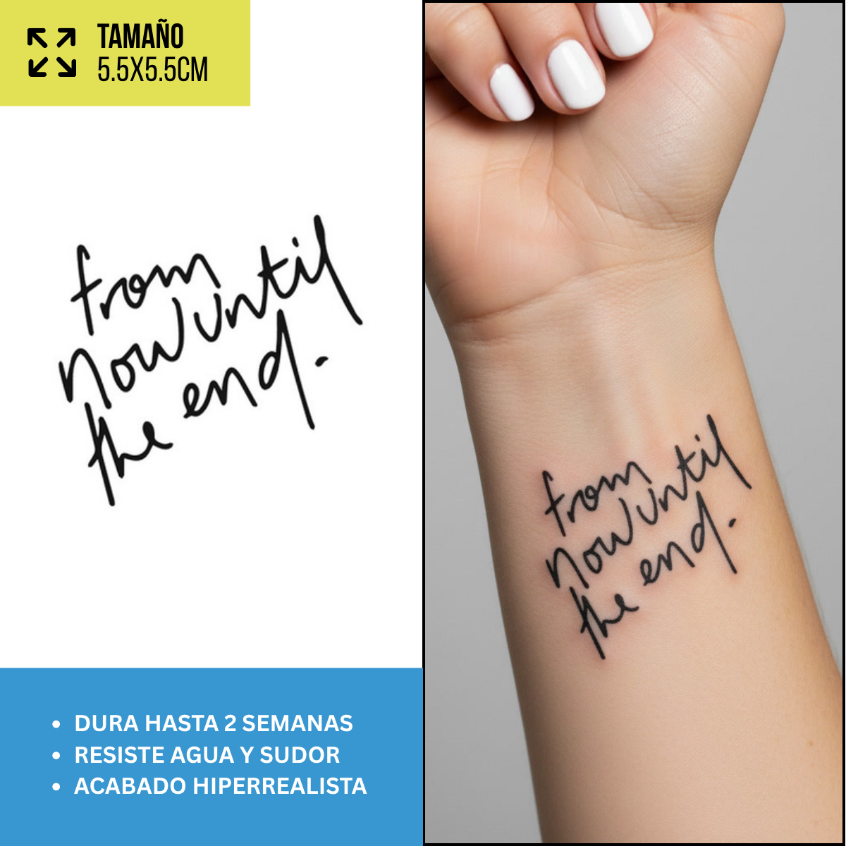 Tatuajes Temporales Frases y Lettering  | Hombre y Mujer