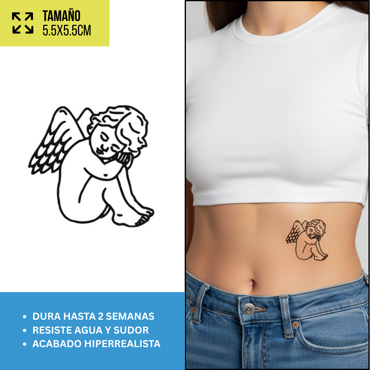 Tatuajes Temporales Alas, Ángeles y Espirituales | Duran hasta 2 Semanas