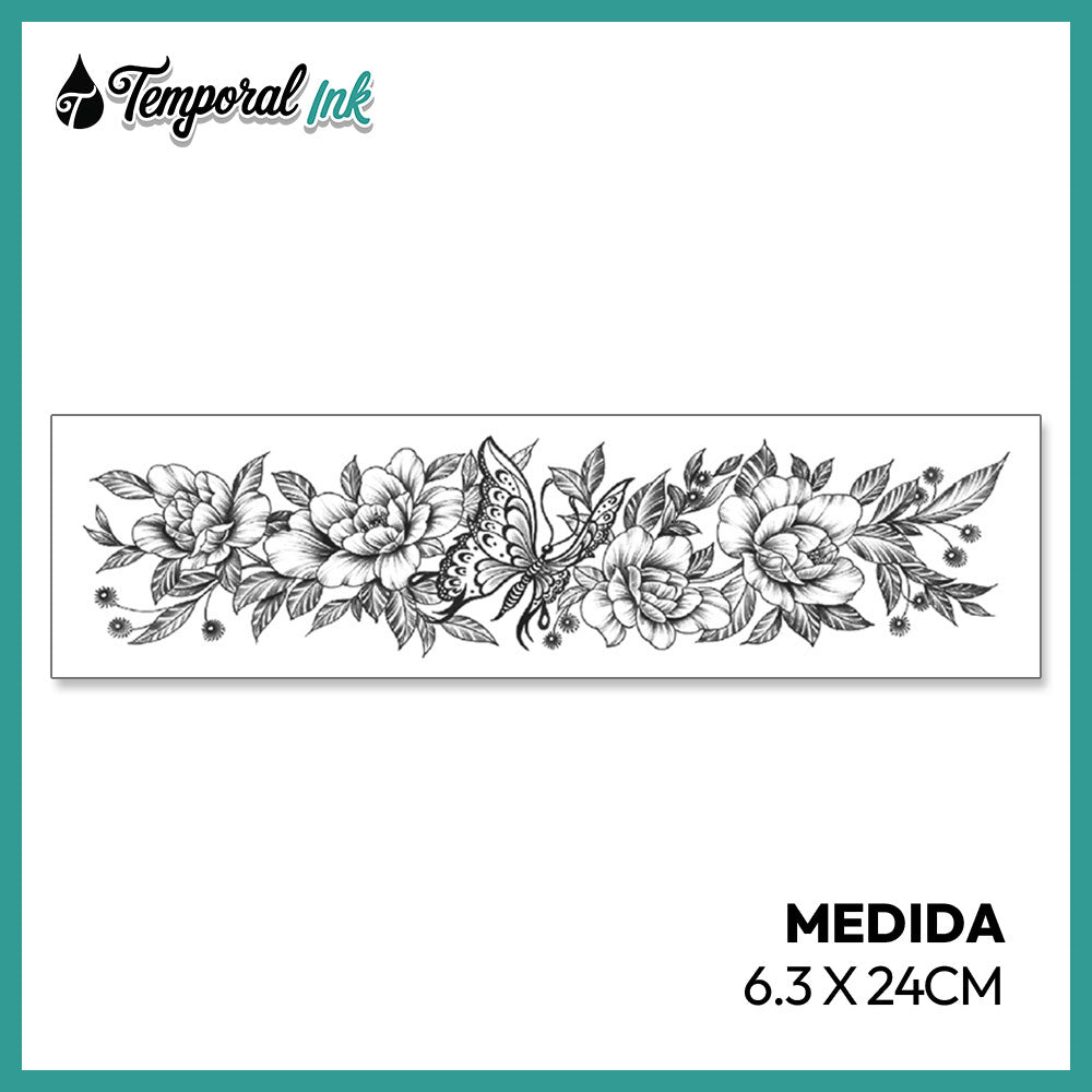 Tatuaje Brazalete Mariposa Floral