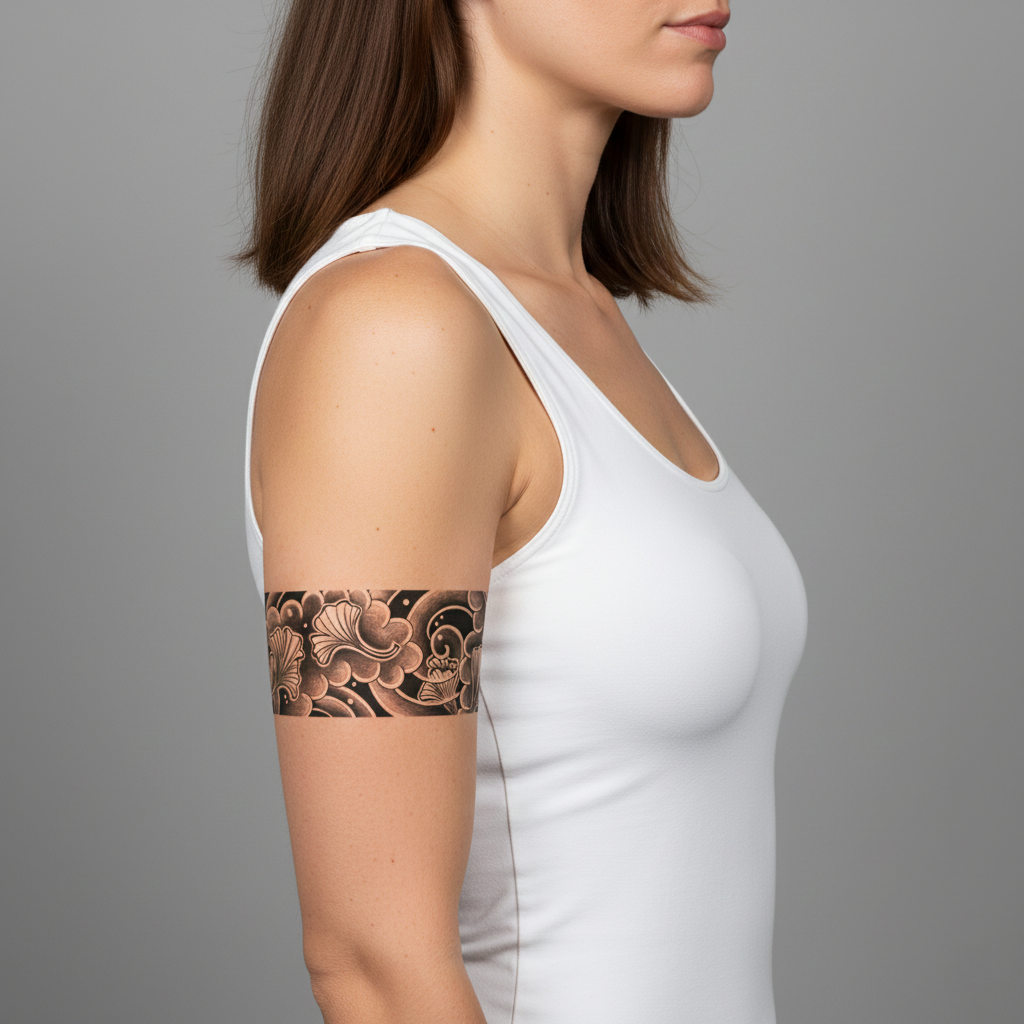 Tatuaje Brazalete Cráneos Florales