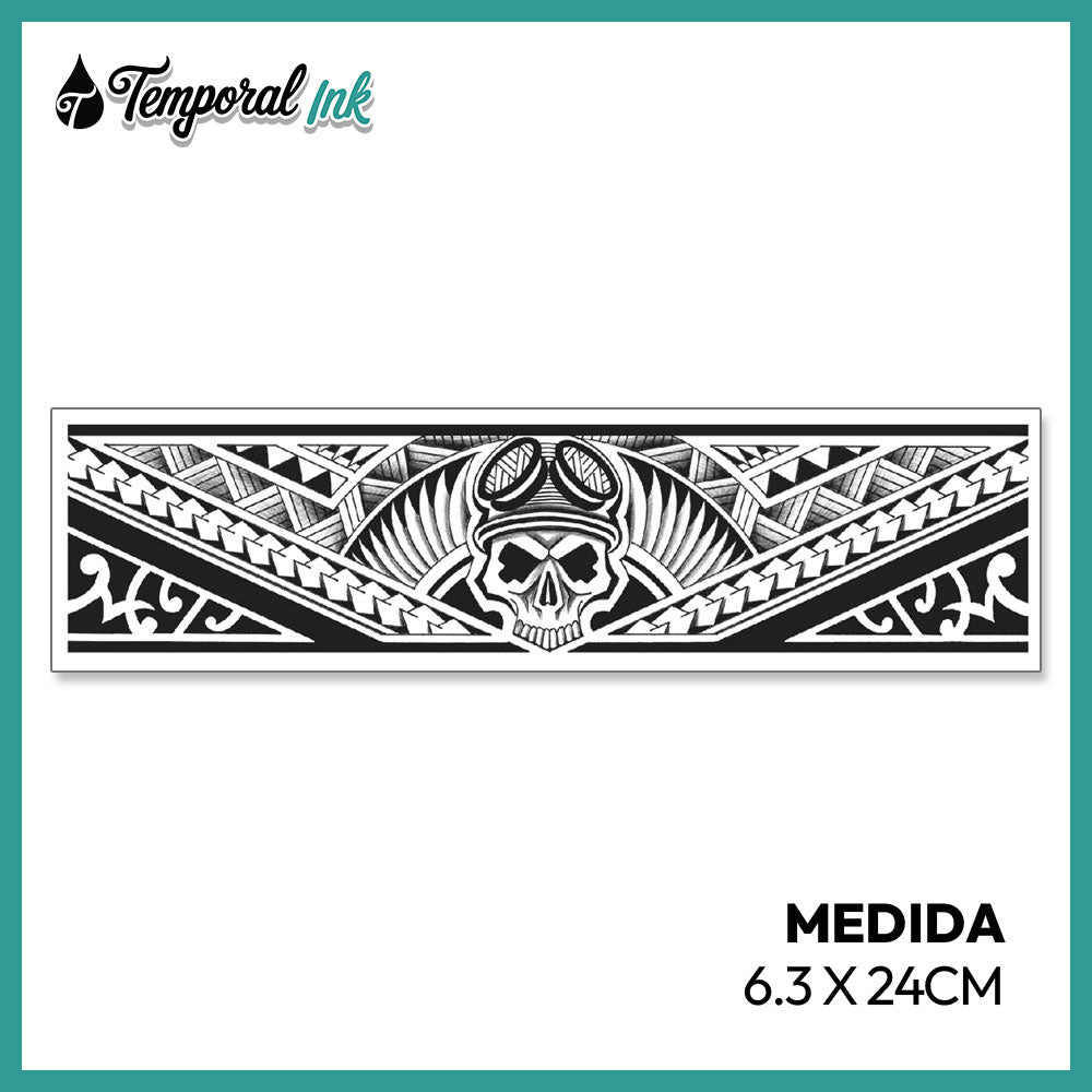 Tatuaje Brazalete Calavera Aviador