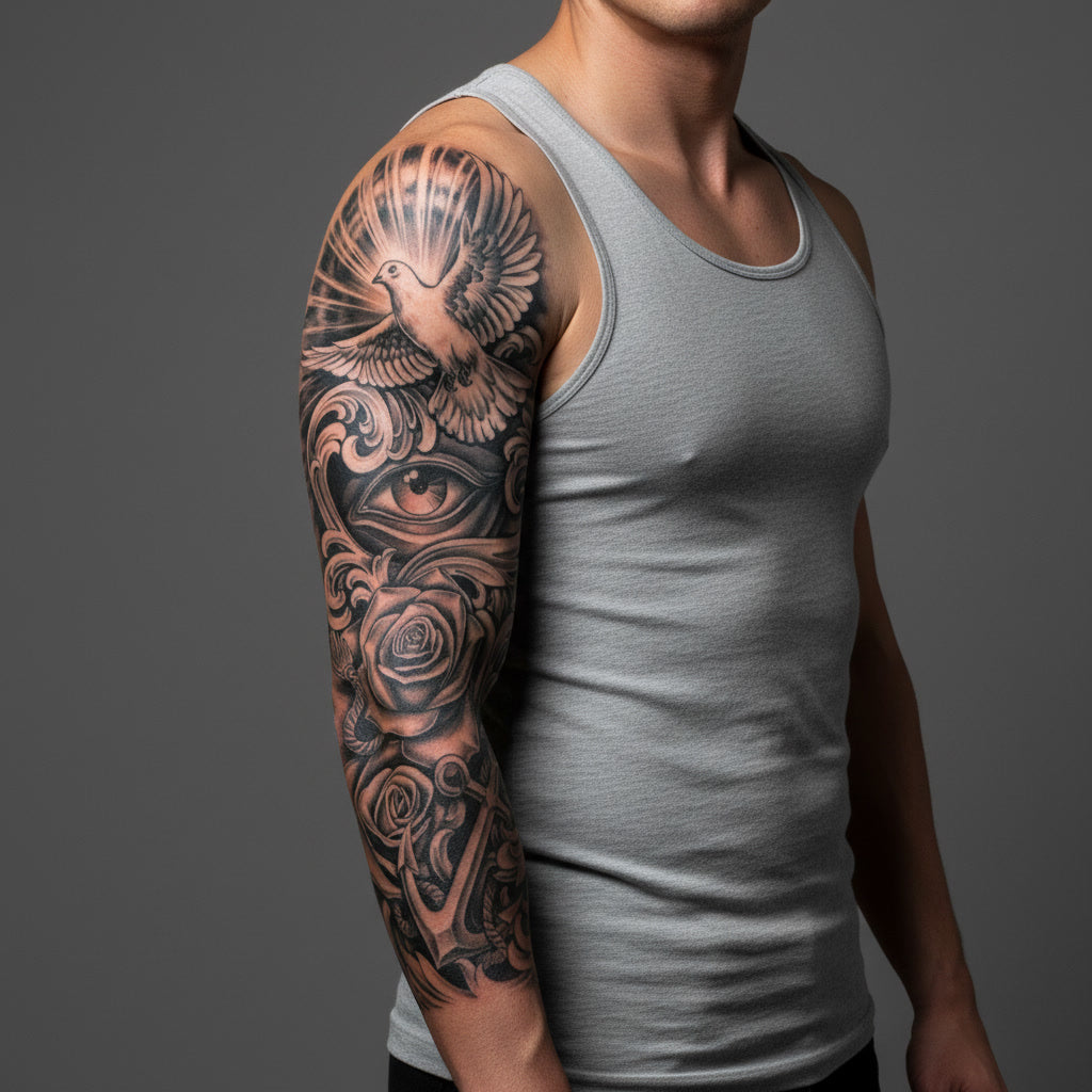 Manga Ojo, paloma y rosas