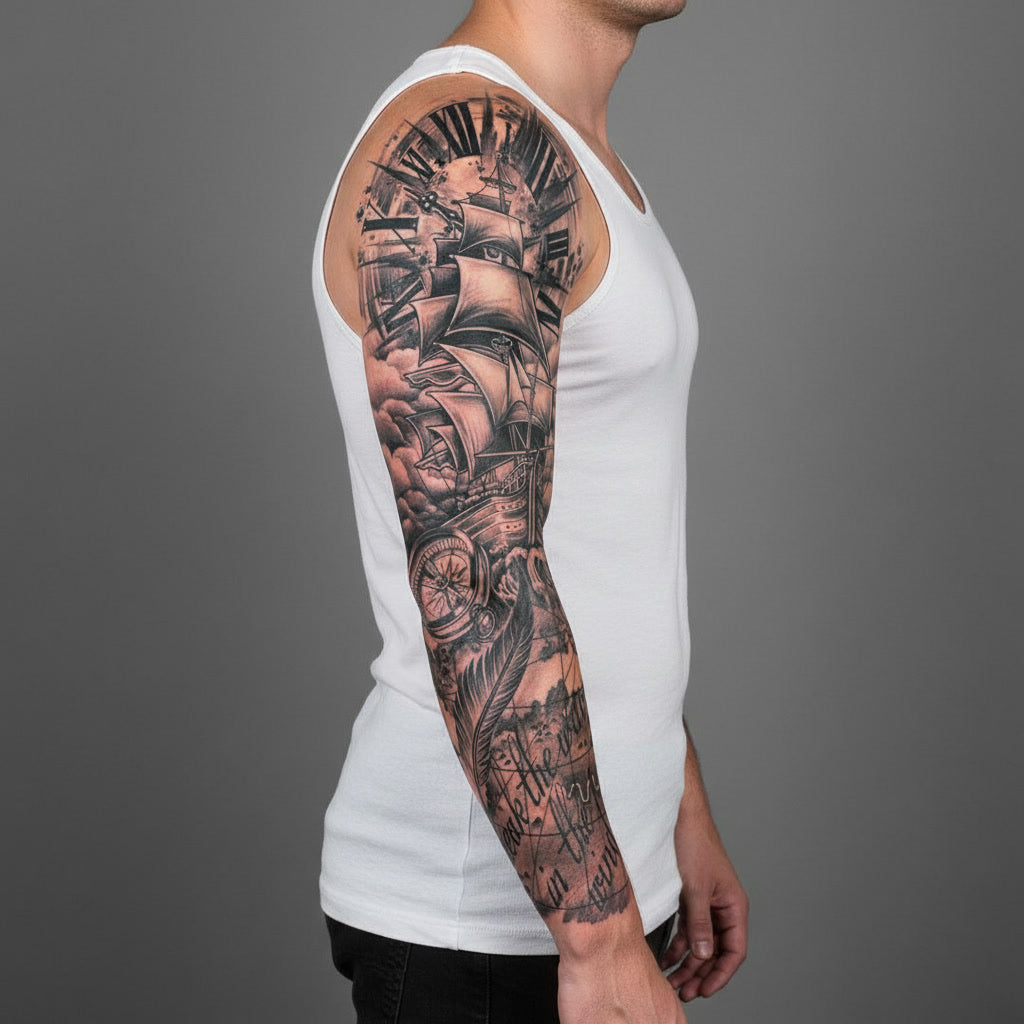 Manga Barco antiguo y brújula