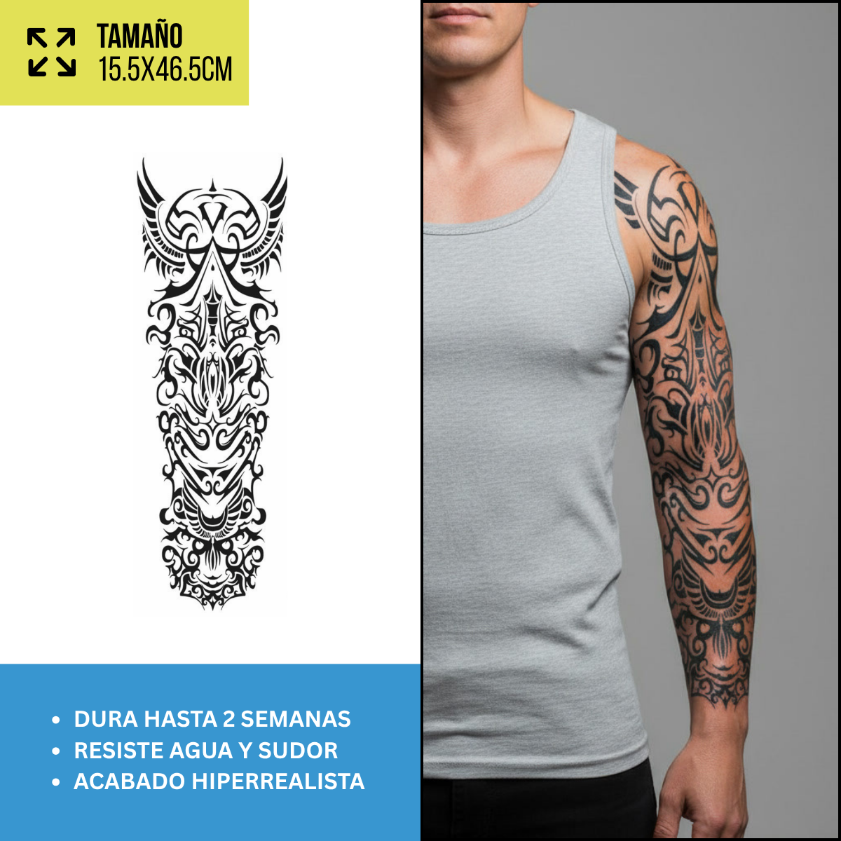 Tatuajes Temporales Mangas Tribales y Polinesias | Hasta 2 Semanas
