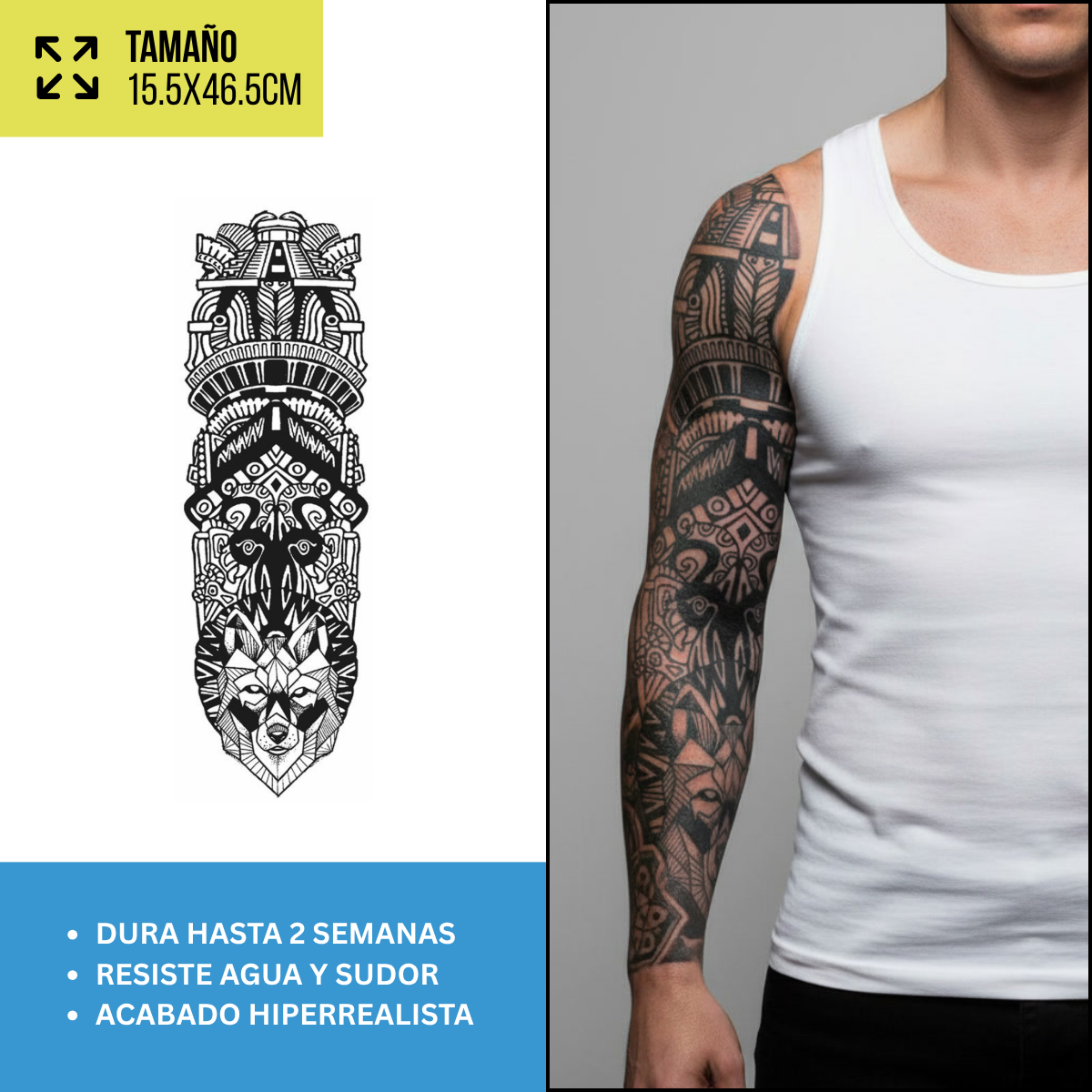 Tatuajes Temporales Mangas Tribales y Polinesias | Hasta 2 Semanas