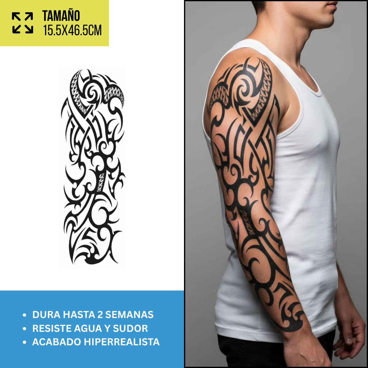 Tatuajes Temporales Mangas Tribales y Polinesias | Hasta 2 Semanas