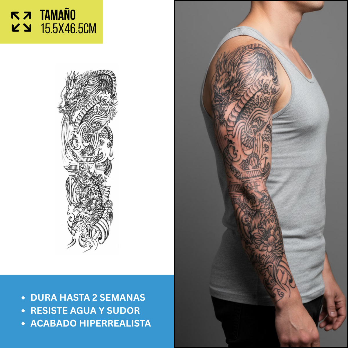 Tatuajes Temporales Mangas Japonesas y Orientales | Hasta 2 Semanas