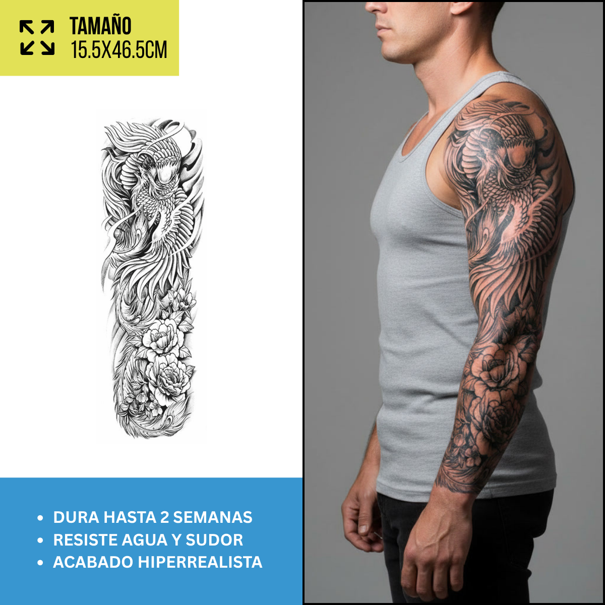 Tatuajes Temporales Mangas Japonesas y Orientales | Hasta 2 Semanas