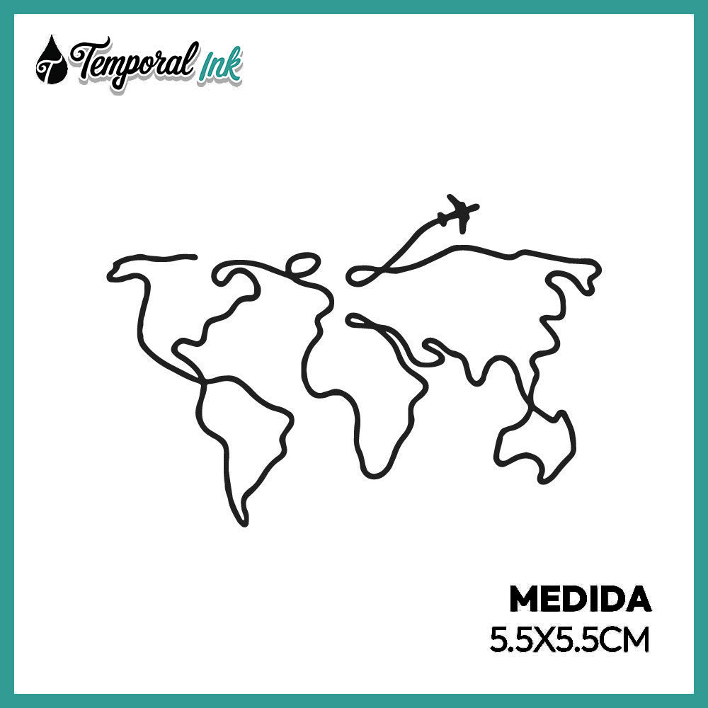 Tatuaje Mapamundi Lineal